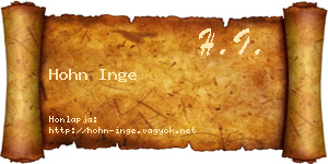 Hohn Inge névjegykártya